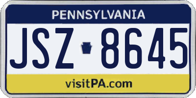 PA license plate JSZ8645