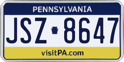 PA license plate JSZ8647