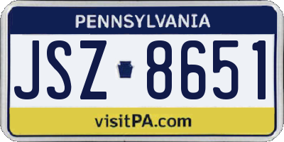 PA license plate JSZ8651