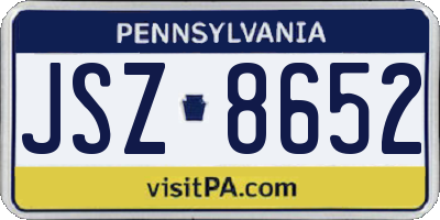 PA license plate JSZ8652