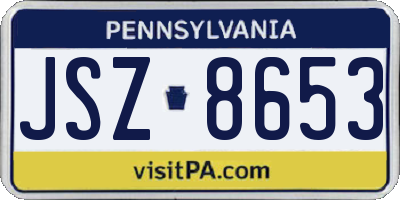 PA license plate JSZ8653