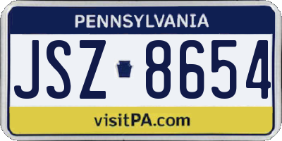 PA license plate JSZ8654