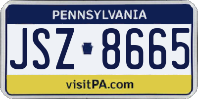 PA license plate JSZ8665