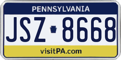 PA license plate JSZ8668