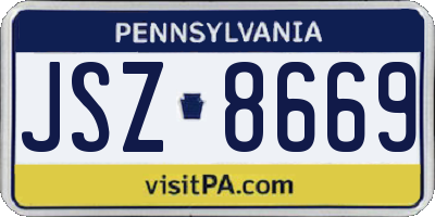 PA license plate JSZ8669