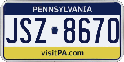PA license plate JSZ8670