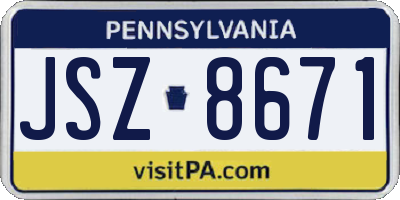 PA license plate JSZ8671