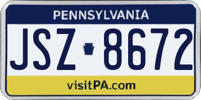 PA license plate JSZ8672