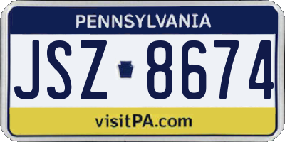 PA license plate JSZ8674