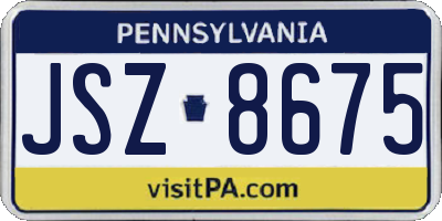 PA license plate JSZ8675