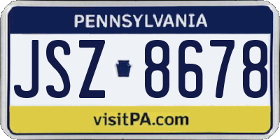 PA license plate JSZ8678