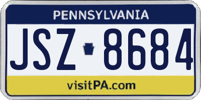 PA license plate JSZ8684