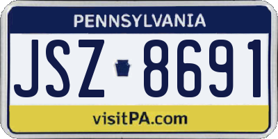PA license plate JSZ8691