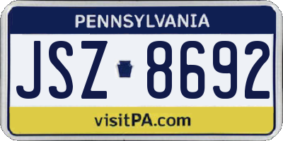 PA license plate JSZ8692