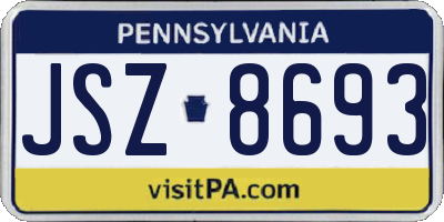 PA license plate JSZ8693