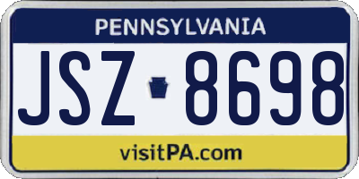 PA license plate JSZ8698