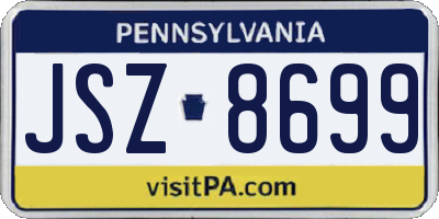 PA license plate JSZ8699