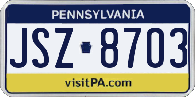 PA license plate JSZ8703