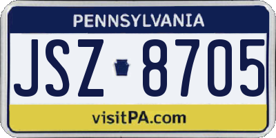 PA license plate JSZ8705