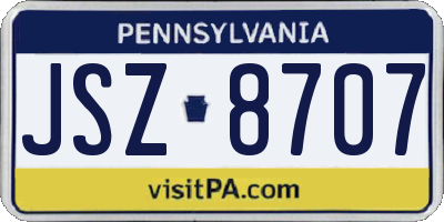 PA license plate JSZ8707
