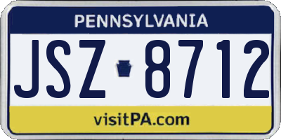 PA license plate JSZ8712
