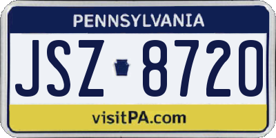 PA license plate JSZ8720