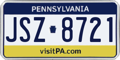PA license plate JSZ8721