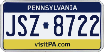 PA license plate JSZ8722