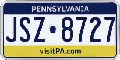 PA license plate JSZ8727