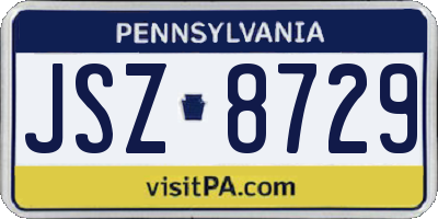 PA license plate JSZ8729
