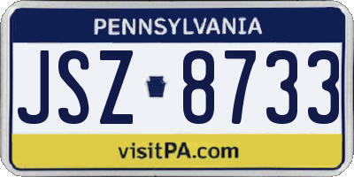 PA license plate JSZ8733