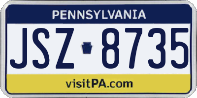 PA license plate JSZ8735