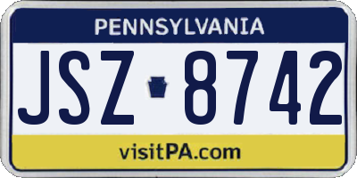 PA license plate JSZ8742