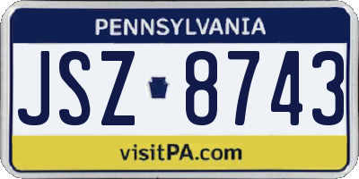 PA license plate JSZ8743