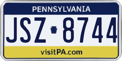 PA license plate JSZ8744