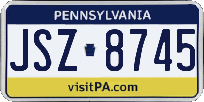 PA license plate JSZ8745