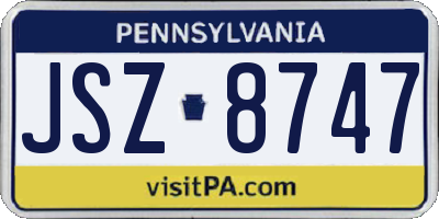 PA license plate JSZ8747