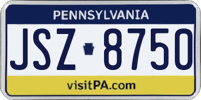 PA license plate JSZ8750