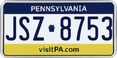 PA license plate JSZ8753