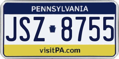 PA license plate JSZ8755