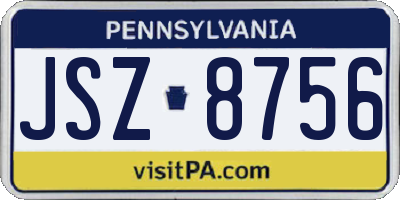 PA license plate JSZ8756