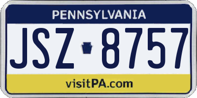 PA license plate JSZ8757