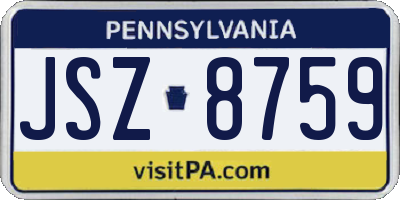 PA license plate JSZ8759