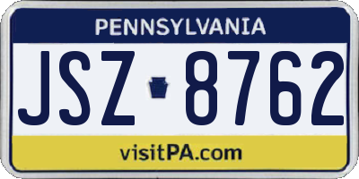 PA license plate JSZ8762