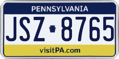 PA license plate JSZ8765