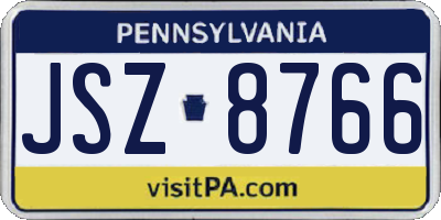 PA license plate JSZ8766