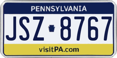 PA license plate JSZ8767