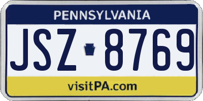 PA license plate JSZ8769