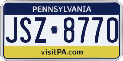 PA license plate JSZ8770