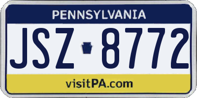 PA license plate JSZ8772
